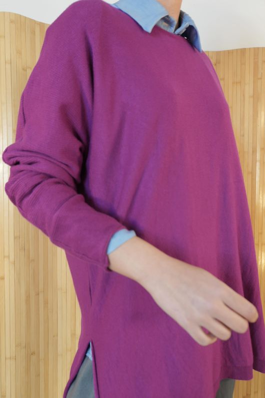 Winnie Ribby Stretch Longline Fine Knit Magenta